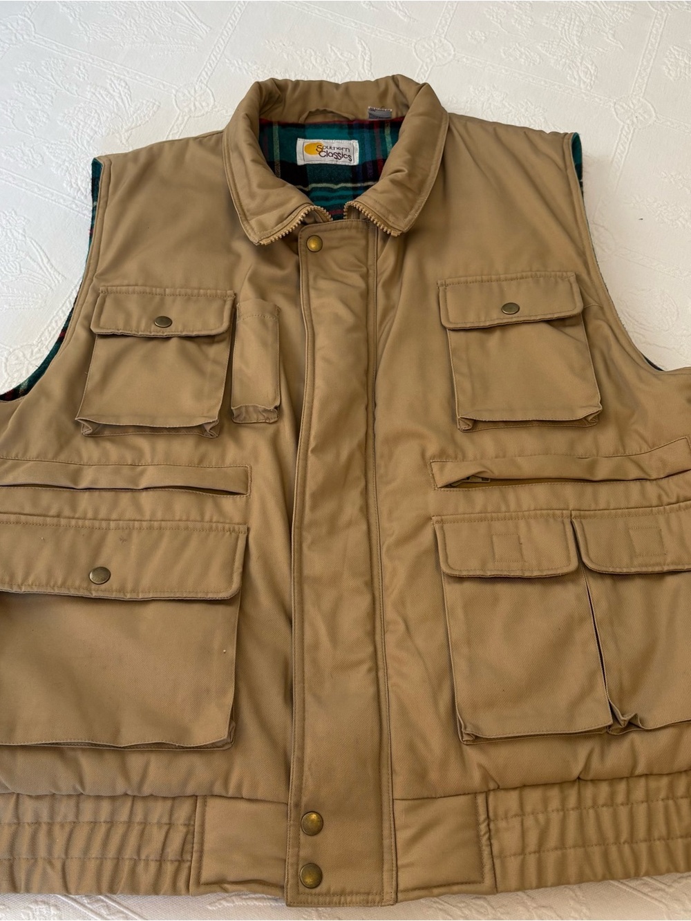 Vintage Southern Classics Flannel Lined Utility Vest Size-L